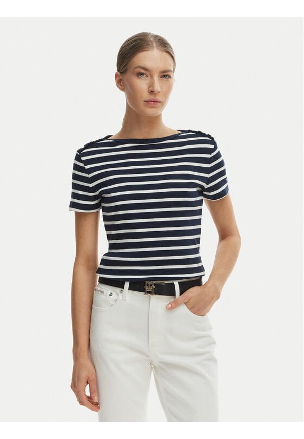 TOMMY HILFIGER - Tommy Hilfiger T-Shirt WW0WW49250 Granatowy Slim Fit. Kolor: niebieski. Materiał: bawełna