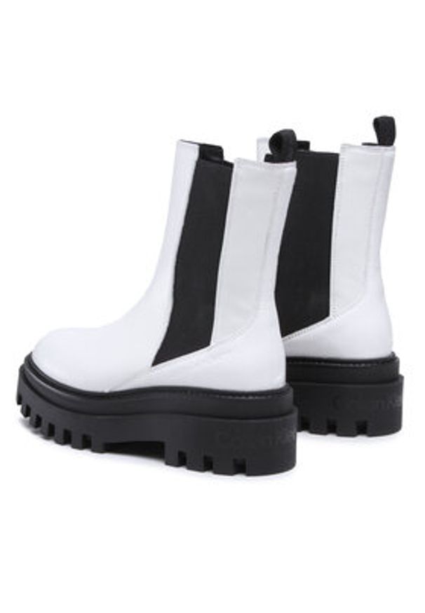 Calvin Klein Jeans Sztyblety Flatform Chelsea Boot YW0YW00850 Biały. Kolor: biały. Materiał: skóra