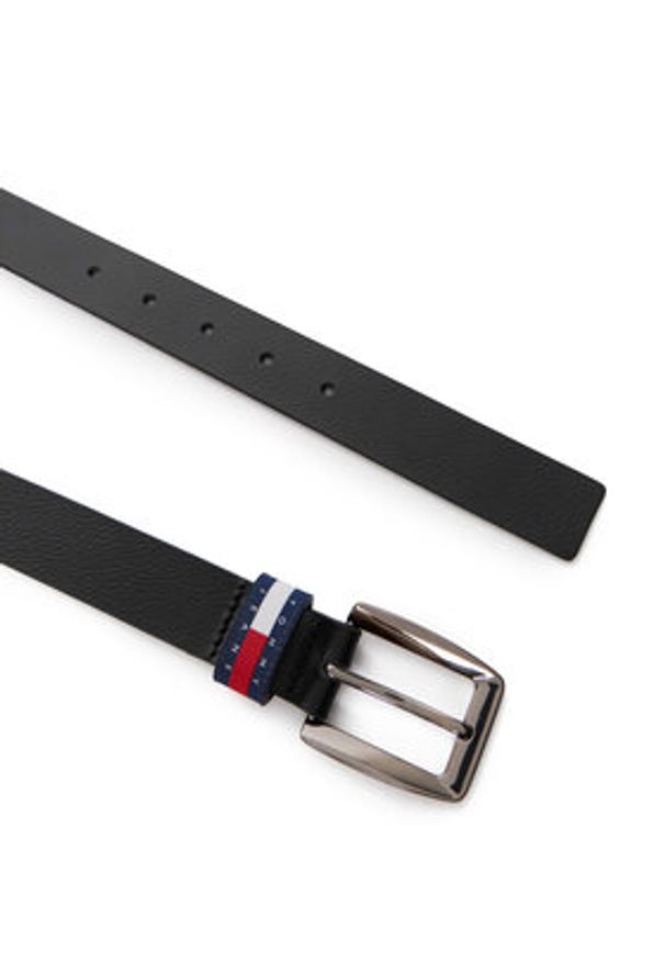 Tommy Jeans Pasek Tjw Bold Flag 3.0 AW0AW18099 Czarny. Kolor: czarny. Materiał: skóra