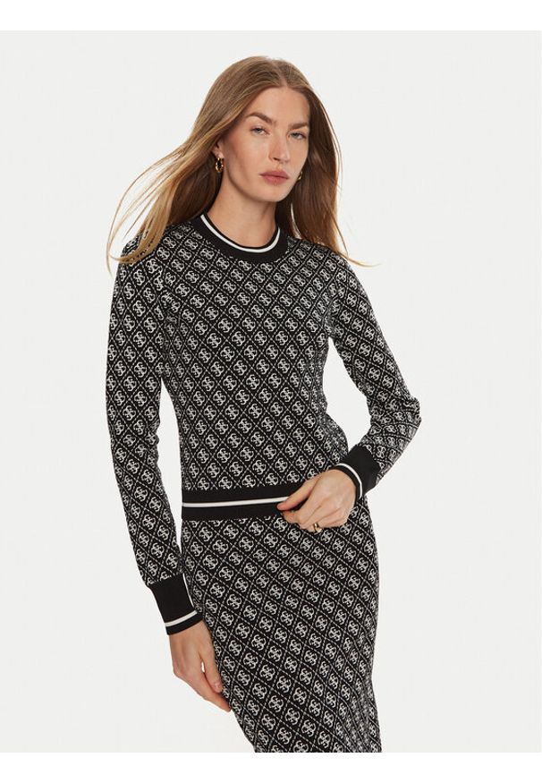 Guess Sweter Lise W4BR21 Z37K0 Czarny Slim Fit. Kolor: czarny. Materiał: syntetyk, wiskoza