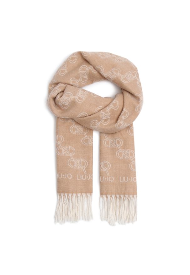 Szal Liu Jo Stola Jacquard Logo 2F3079 T0300 Cammello 00070. Kolor: beżowy. Materiał: materiał