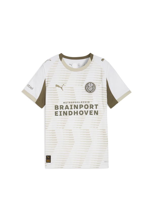Puma - Młodzieżowa trzecia koszulka PSV Eindhoven 25/26 PUMA White Desert Dust Beige. Kolor: biały, wielokolorowy, beżowy. Sport: piłka nożna