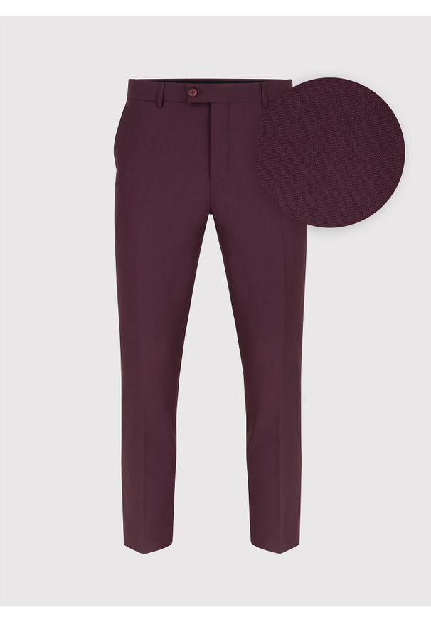 Pako Lorente - PAKO LORENTE – Bordowe spodnie garniturowe P22SF-6G-016-D-S. Kolor: czerwony. Materiał: poliester, elastan, wiskoza. Wzór: gładki. Styl: elegancki