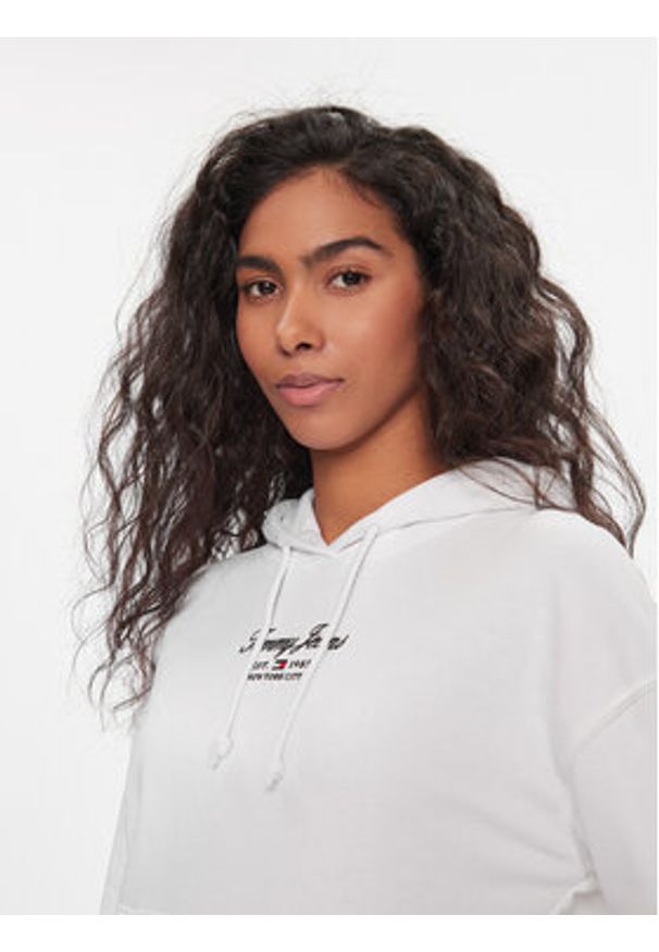 Tommy Jeans Bluza Essential Logo 2+ DW0DW16406 Biały Boxy Fit. Kolor: biały. Materiał: bawełna