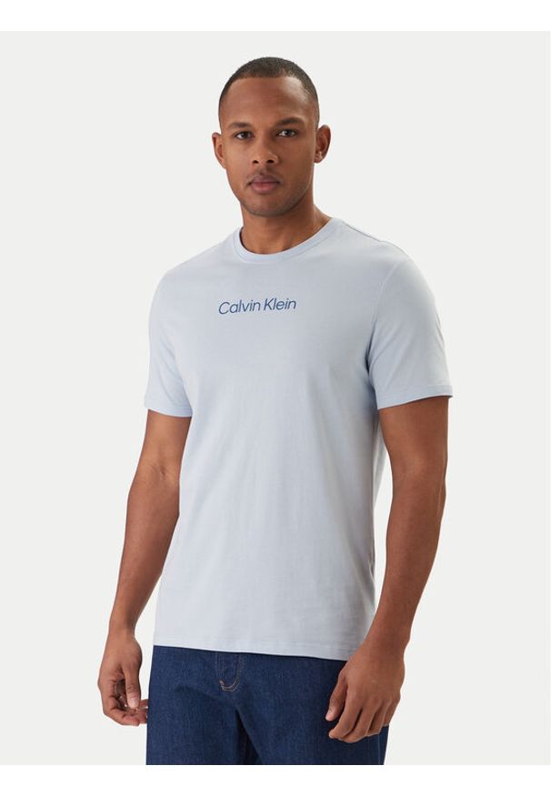 Calvin Klein T-Shirt Logo 30s LV04LD230G Błękitny Regular Fit. Kolor: niebieski. Materiał: bawełna