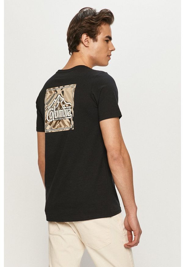 columbia - Columbia - T-shirt. Okazja: na co dzień. Kolor: czarny. Wzór: nadruk. Styl: casual
