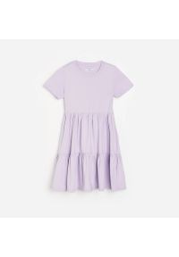Reserved - Sukienka z marszczeniami - Fioletowy. Kolor: fioletowy #1