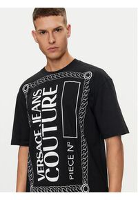 Versace Jeans Couture T-Shirt 76GAHE04 Czarny Regular Fit. Kolor: czarny. Materiał: bawełna