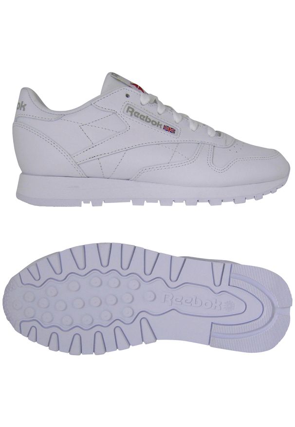 Buty damskie Reebok Classic Leather. Kolor: wielokolorowy, szary, biały. Materiał: skóra. Model: Reebok Classic. Sport: turystyka piesza