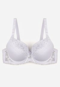 Renee - Biały Biustonosz z Koronką i Cyrkoniami Himelodia. Kolor: biały. Materiał: koronka. Wzór: koronka #2