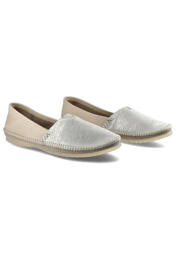 Beżowe Baleriny Maciejka Damskie Wygodne Obuwie. Zapięcie: pasek. Kolor: beżowy. Materiał: skóra. Wzór: paski. Styl: elegancki