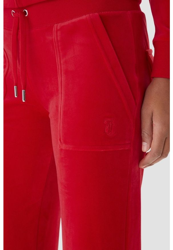 Juicy Couture - JUICY COUTURE Czerwone spodnie dresowe damskie Layla Low Rise Pocket, Rozmiar XS. Stan: obniżony. Kolor: czerwony. Materiał: dresówka