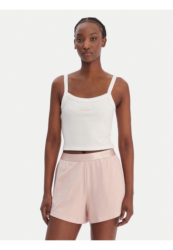 Guess Top V6GP16 K3180 Biały Regular Fit. Kolor: biały. Materiał: wiskoza