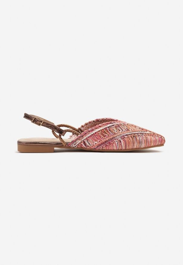 Renee - Pomarańczowe Sandały Vices Slingback z Plecioną Cholewką i Metaliczną Nicią Nilannia. Okazja: na co dzień. Zapięcie: sprzączka. Kolor: pomarańczowy. Sezon: lato. Styl: elegancki, casual