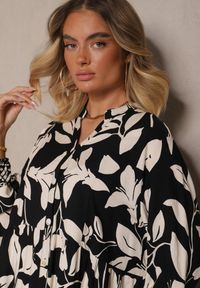 Renee - Czarna Wiskozowa Sukienka Koszulowa w Liście Lioelene. Okazja: na co dzień, na spotkanie biznesowe, do pracy. Kolor: czarny. Materiał: wiskoza. Typ sukienki: koszulowe. Styl: biznesowy, klasyczny, elegancki, casual #4