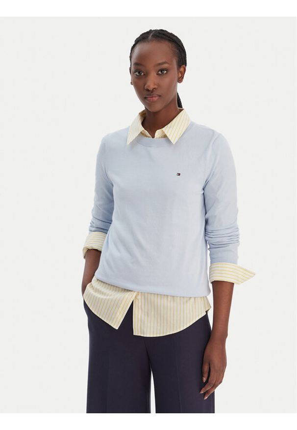TOMMY HILFIGER - Tommy Hilfiger Sweter WW0WW44984 Błękitny Regular Fit. Kolor: niebieski. Materiał: syntetyk, bawełna