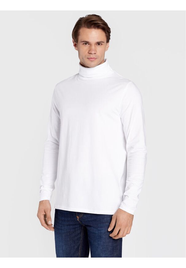 Lindbergh Longsleeve 30-400126 Biały Slim Fit. Kolor: biały. Materiał: bawełna. Długość rękawa: długi rękaw