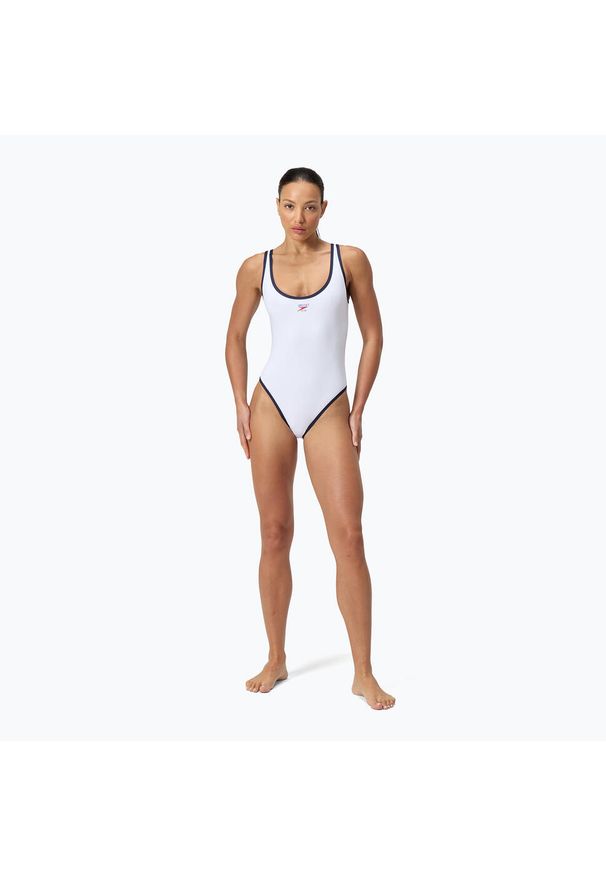 Strój pływacki jednoczęściowy damski Speedo Solid Bound Scoop. Kolor: biały