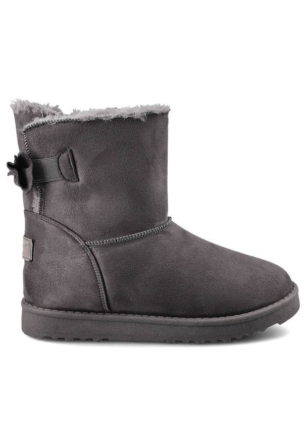 Szare Botki Cross Jeans Damskie Ocieplane Buty. Zapięcie: bez zapięcia. Kolor: szary. Materiał: guma, skóra ekologiczna, syntetyk, futro. Szerokość cholewki: normalna. Wzór: aplikacja. Sezon: zima, jesień. Styl: elegancki