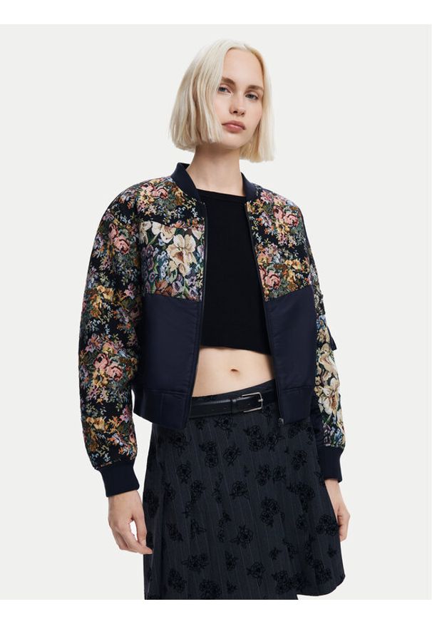 Desigual Kurtka bomber Roterdam 24WWEWB1 Czarny Regular Fit. Kolor: czarny. Materiał: bawełna