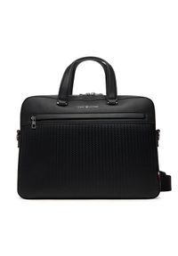 TOMMY HILFIGER - Tommy Hilfiger Torba na laptopa Th Woven Computer Bag AM0AM13660 Czarny. Kolor: czarny. Materiał: skóra