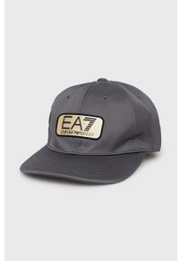 EA7 Emporio Armani czapka kolor szary z aplikacją. Kolor: szary. Wzór: aplikacja
