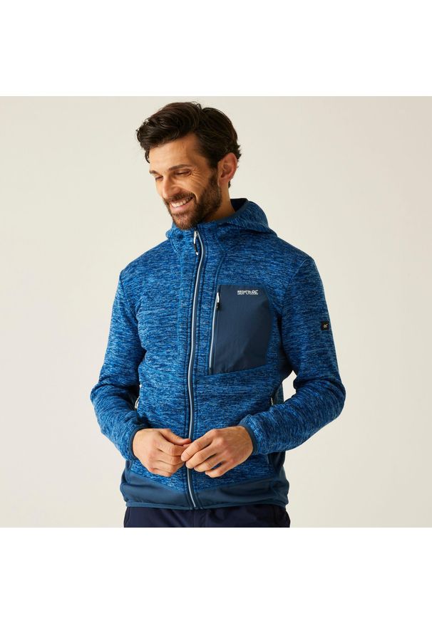 Regatta - Bluza męska rozsuwana z kapturem Alven. Typ kołnierza: kaptur. Kolor: niebieski, turkusowy, wielokolorowy. Materiał: dzianina, polar. Wzór: melanż. Sport: turystyka piesza
