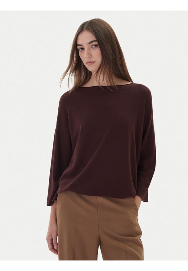 Kontatto Sweter 3M0801C Brązowy Regular Fit. Kolor: brązowy. Materiał: syntetyk