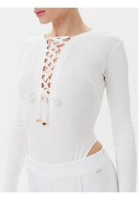 Elisabetta Franchi Body BO-019-51E2-V350 Biały Slim Fit. Kolor: biały. Materiał: wiskoza