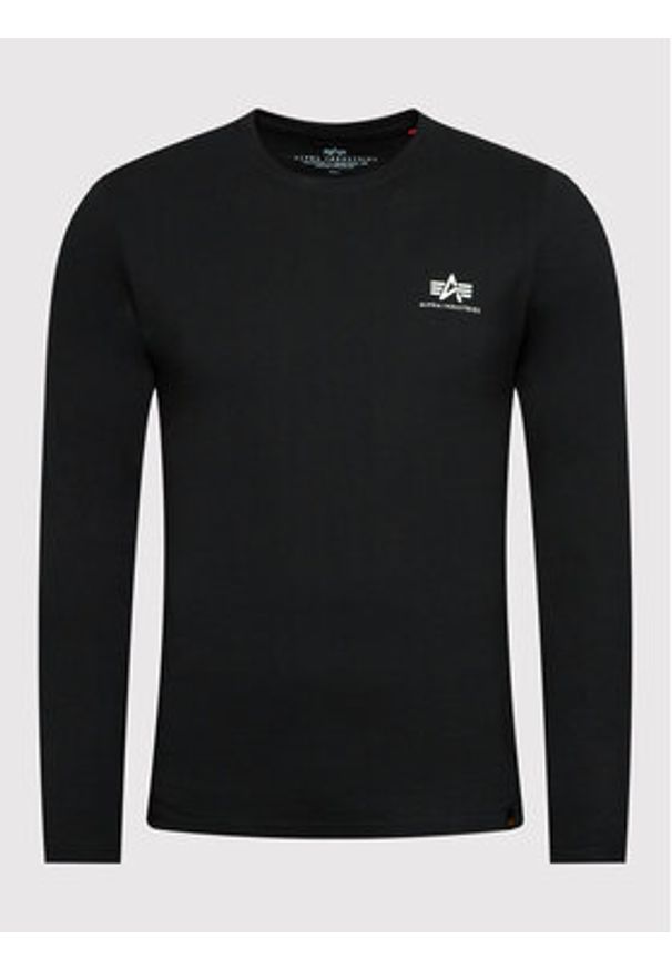 Alpha Industries Longsleeve Back Print Heavy 116571 Czarny Regular Fit. Kolor: czarny. Materiał: bawełna. Długość rękawa: długi rękaw. Wzór: nadruk