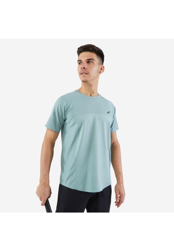 ARTENGO - Koszulka tenisowa męska krótki rękaw Artengo Dry Gaël Monfils. Kolor: zielony. Materiał: elastan, poliester, materiał. Długość rękawa: krótki rękaw. Długość: krótkie. Sport: tenis
