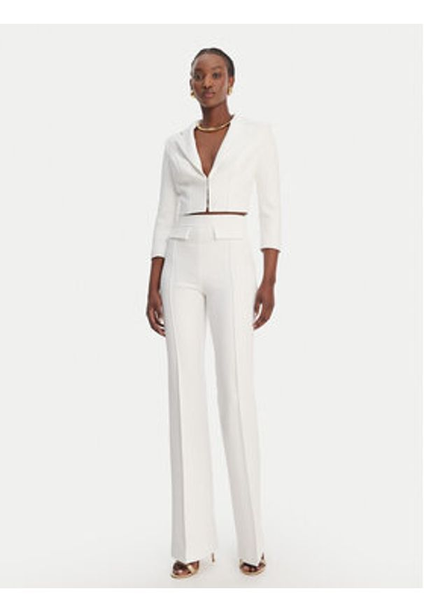 Elisabetta Franchi Spodnie materiałowe PA-171-61E2-V320 Biały Regular Fit. Kolor: biały. Materiał: syntetyk