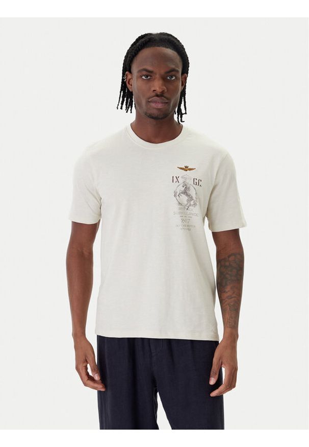 Aeronautica Militare T-Shirt 261TS2543UJ00686 Beżowy Regular Fit. Kolor: beżowy. Materiał: bawełna