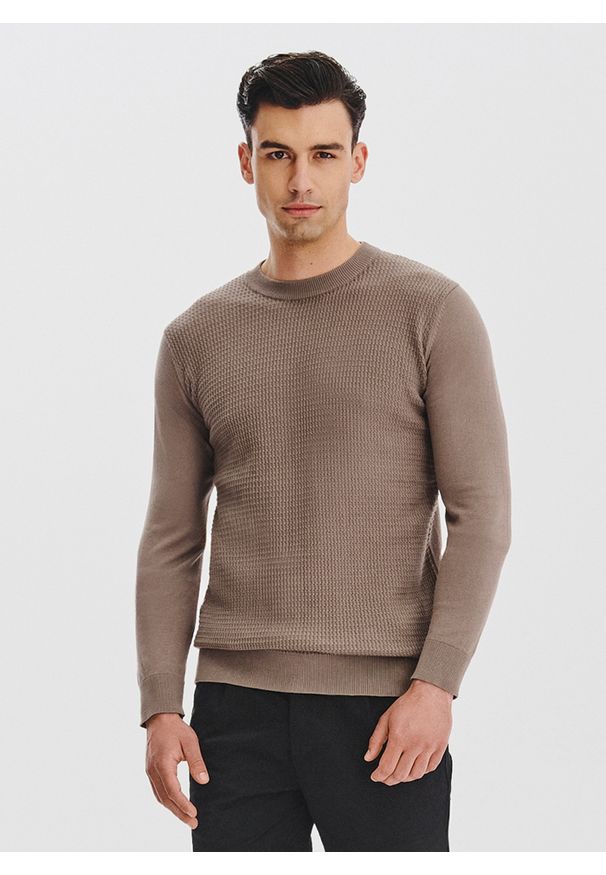 Pako Lorente - PAKO LORENTE – Brązowy sweter męski. Kolor: turkusowy, brązowy. Materiał: bawełna, poliamid. Sezon: jesień