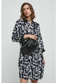 medicine - Medicine sukienka kolor czarny midi oversize. Kolor: czarny. Materiał: tkanina. Typ sukienki: oversize. Długość: midi #6