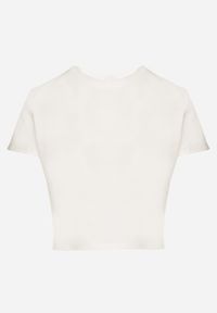 Born2be - Biały T-shirt z Bawełny o Krótkim Kroju Galarina. Okazja: na co dzień. Kolor: biały. Materiał: bawełna. Długość: krótkie. Styl: klasyczny, elegancki, casual #6