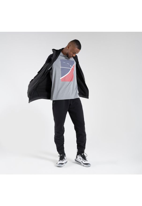 TARMAK - Bluza z kapturem do koszykówki męska Tarmak J500. Typ kołnierza: kaptur. Kolor: szary. Materiał: tkanina, bawełna, materiał, syntetyk. Sport: koszykówka