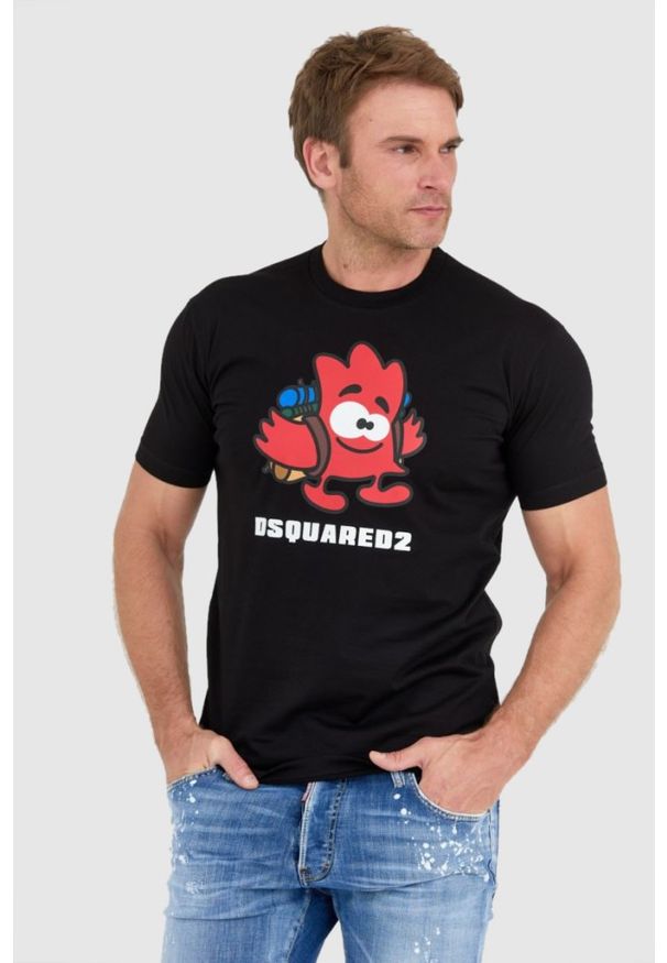 DSQUARED2 Czarny t-shity męski leaf buddy, Rozmiar S. Kolor: czarny