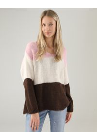 Unisono - KOLOROWY SWETER Z WEŁNĄ 8-3146 CAMELLO. Materiał: wełna. Wzór: kolorowy #1