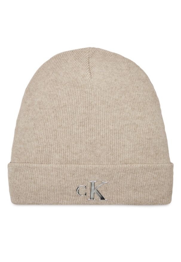 Calvin Klein Jeans Czapka Minimal Monogram Beanie K60K611542 Szary. Kolor: szary. Materiał: materiał
