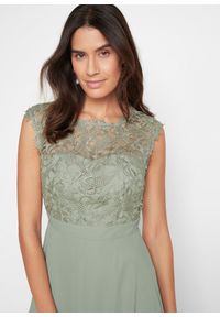 bonprix - Sukienka mini z koronką. Kolor: zielony. Materiał: koronka. Wzór: koronka. Styl: elegancki. Długość: mini #2