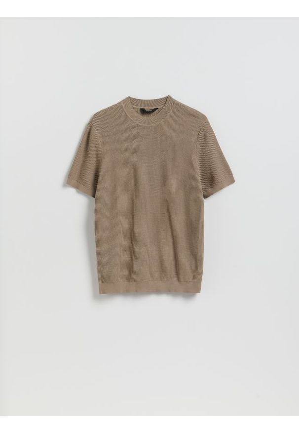 Reserved - Strukturalny sweter - brązowy. Kolor: brązowy. Materiał: bawełna