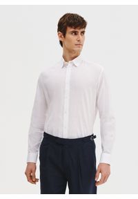 Pako Lorente - PAKO LORENTE – Biała koszula z lnu i bawełny. Kolor: czarny, niebieski, biały. Materiał: bawełna, len. Długość rękawa: długi rękaw. Długość: długie. Sezon: wiosna, lato #9