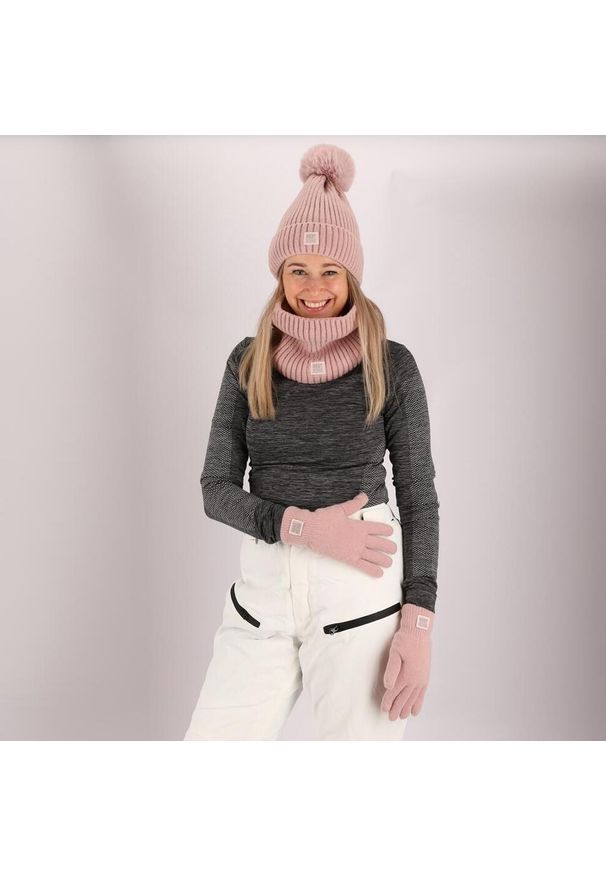 HEAT KEEPER - Zestaw damski Rękawiczki / Czapka / Czapka termoutwardzalne. Kolor: różowy. Materiał: poliakryl. Sezon: zima. Styl: sportowy
