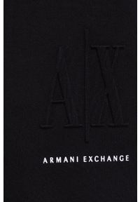 Armani Exchange Bluza bawełniana 8NYM23.YJ68Z.NOS damska kolor czarny z kapturem gładka. Typ kołnierza: kaptur. Kolor: czarny. Materiał: bawełna. Wzór: gładki #2