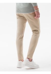 Ombre Clothing - Spodnie męskie jeansowe o kroju SLIM FIT P1058 - beżowe - XXL. Okazja: na co dzień. Kolor: beżowy. Materiał: jeans. Wzór: gładki. Styl: casual, elegancki, sportowy