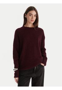 Patrizia Pepe Sweter 2K0326/K293-M536 Bordowy Regular Fit. Kolor: czerwony. Materiał: syntetyk