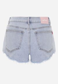 Born2be - Niebieskie Szorty Jeansowe z Bawełną i Wysokim Stanem Ozdobione Postrzępieniem Stineans. Okazja: na co dzień, na spacer. Stan: podwyższony. Kolor: niebieski. Materiał: bawełna, jeans. Wzór: aplikacja. Styl: elegancki, klasyczny, casual #8