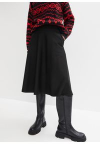 bonprix - Spódnica midi z mieszanki wiskozy, dł. za kolano. Kolor: czarny. Materiał: wiskoza #1