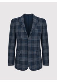 Pako Lorente - PAKO LORENTE – Granatowa casualowa marynarka męska w kratę. Okazja: na co dzień. Kolor: niebieski. Materiał: poliester, elastan, wiskoza. Styl: casual #7